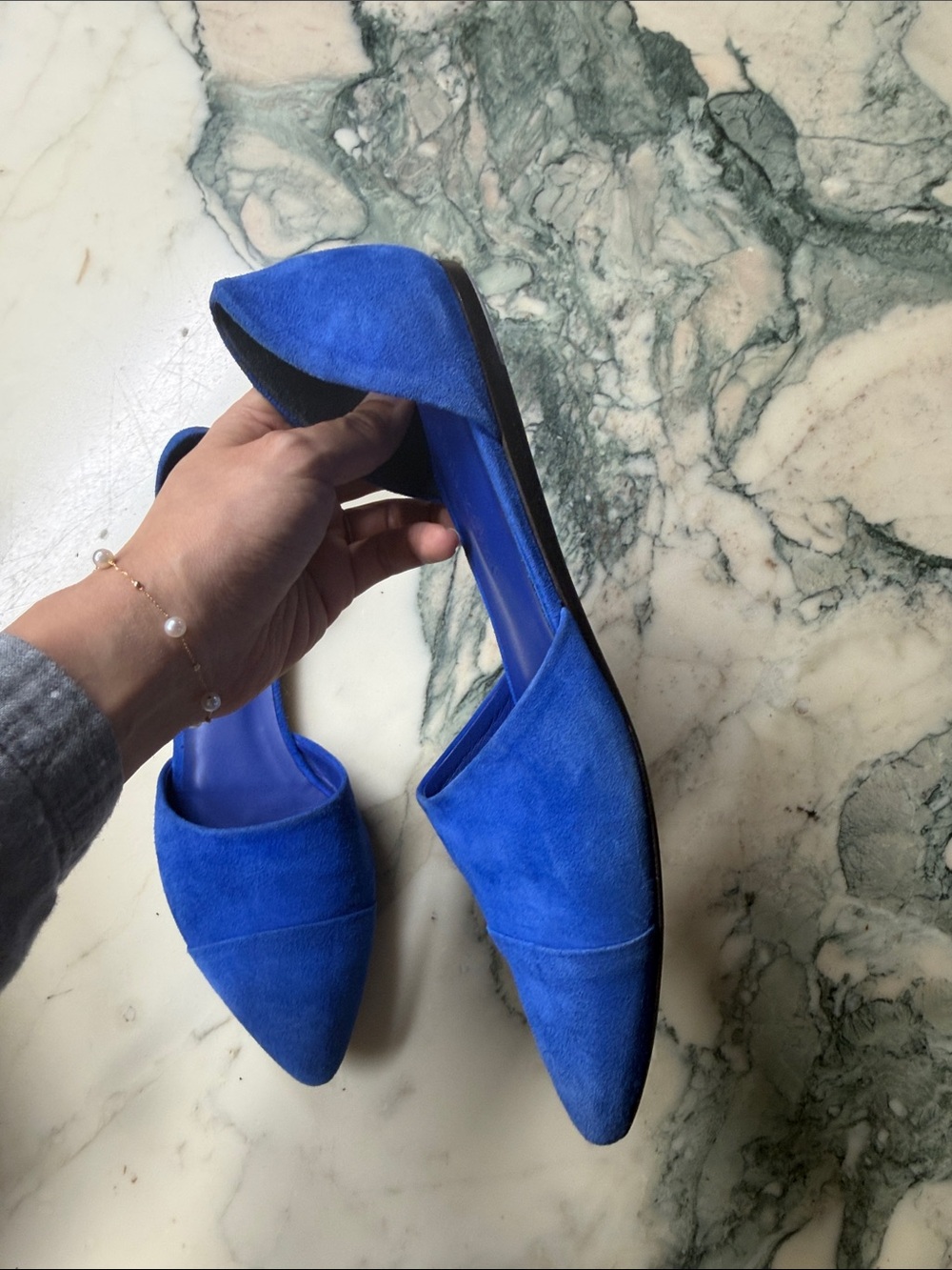 Jenni Kayne Royal Blue Suede D'Orsay Pointed Flats - Picture 4 of 6